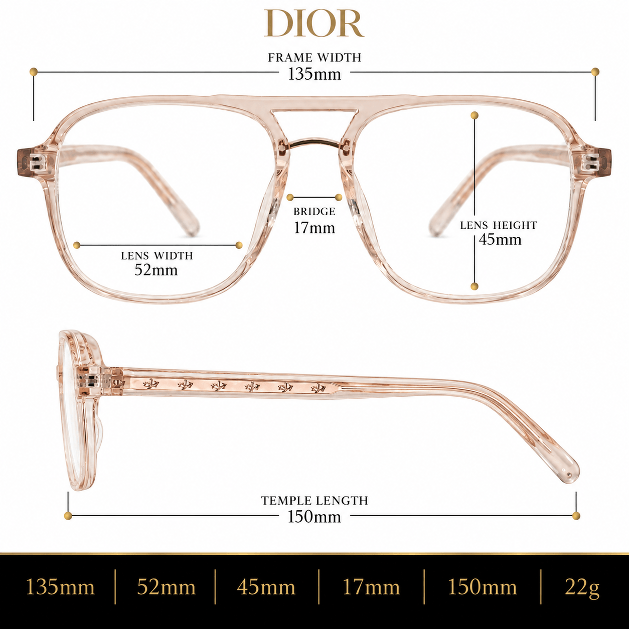 عینک طبی برند dior مدل 6702