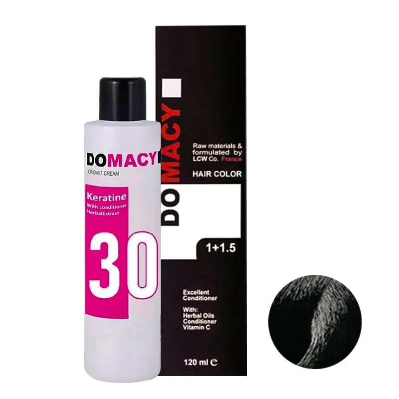 رنگ مو دوماسی شماره 3.1 حجم 120 میلی لیتر رنگ قهوه ای دودی تیره به همراه اکسیدان 02 نه درصدی حجم 180 میلی لیتر