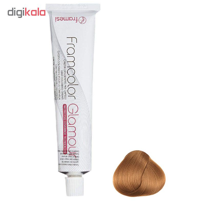 رنگ مو فرامسی glamour شماره 8.34 حجم 100 میلی لیتر رنگ بلوند مسی طلایی روشن
