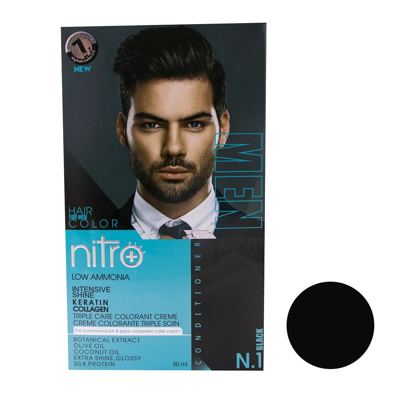کیت رنگ مو نیتروپلاس N1 حجم 50 میلی لیتر رنگ مشکی