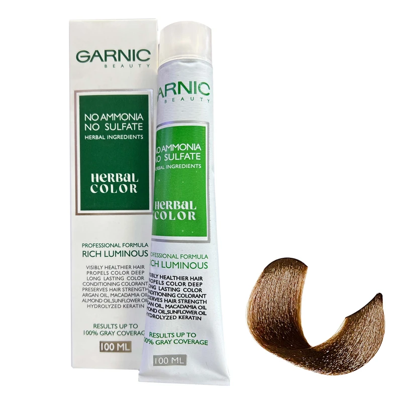 رنگ مو گارنیک NO-AMMONIA شماره 8 حجم 100 میلی لیتر رنگ بلوند روشن