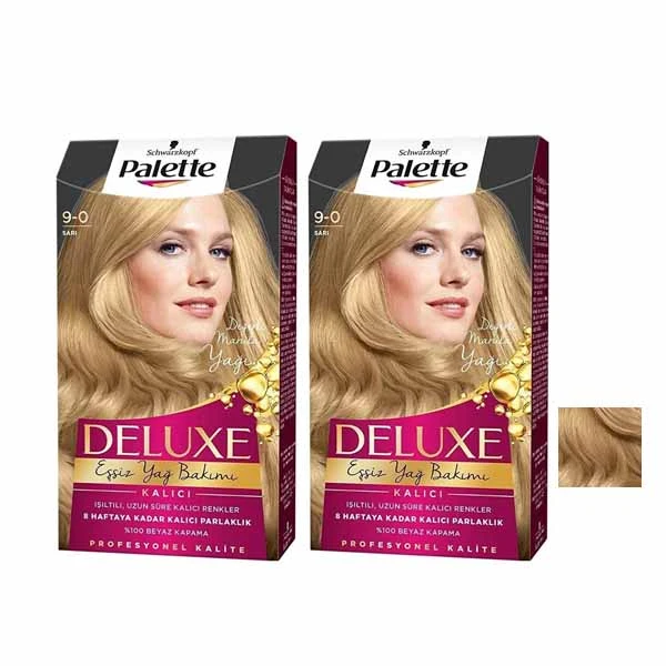 کیت رنگ مو پلت سری DELUX شماره 0-9 حجم 59 میلی لیتر رنگ بلوند طلایی مجموعه 2 عددی