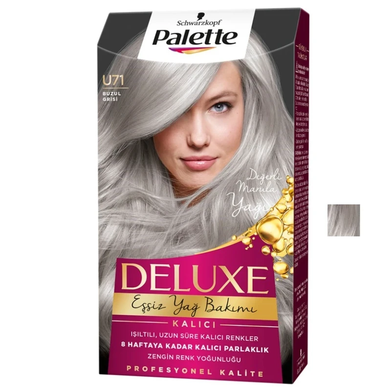 کیت رنگ مو پلت deluxe شماره U71 حجم 50 میلی لیتر رنگ خاکستری الماسی