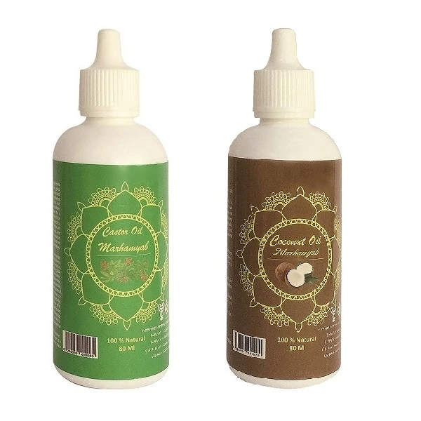 روغن تقویت کننده ناخن مرهم یاب مدل نارگیل و کرچک حجم 80 میلی لیتر مجموعه 2 عددی