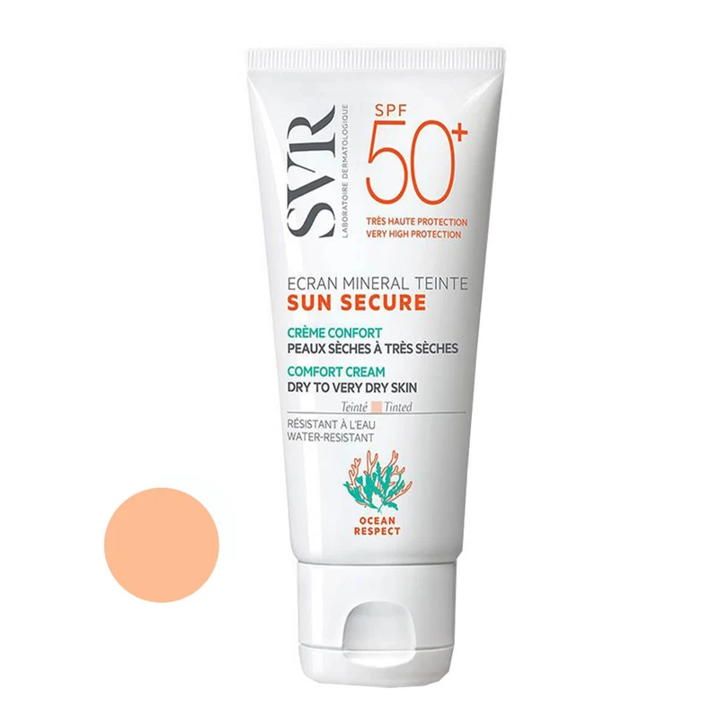 کرم ضد آفتاب رنگی اس وی آر SPF 50 مینرال ‌مناسب پوست‌های خشک حجم 55 میلی‌لیتر