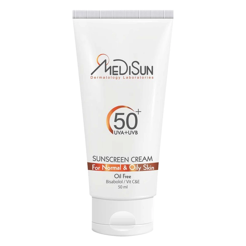کرم ضد آفتاب بدون رنگ مدیسان SPF 50 0013 ‌مناسب پوست‌های نرمال و چرب حجم 50 میلی‌لیتر