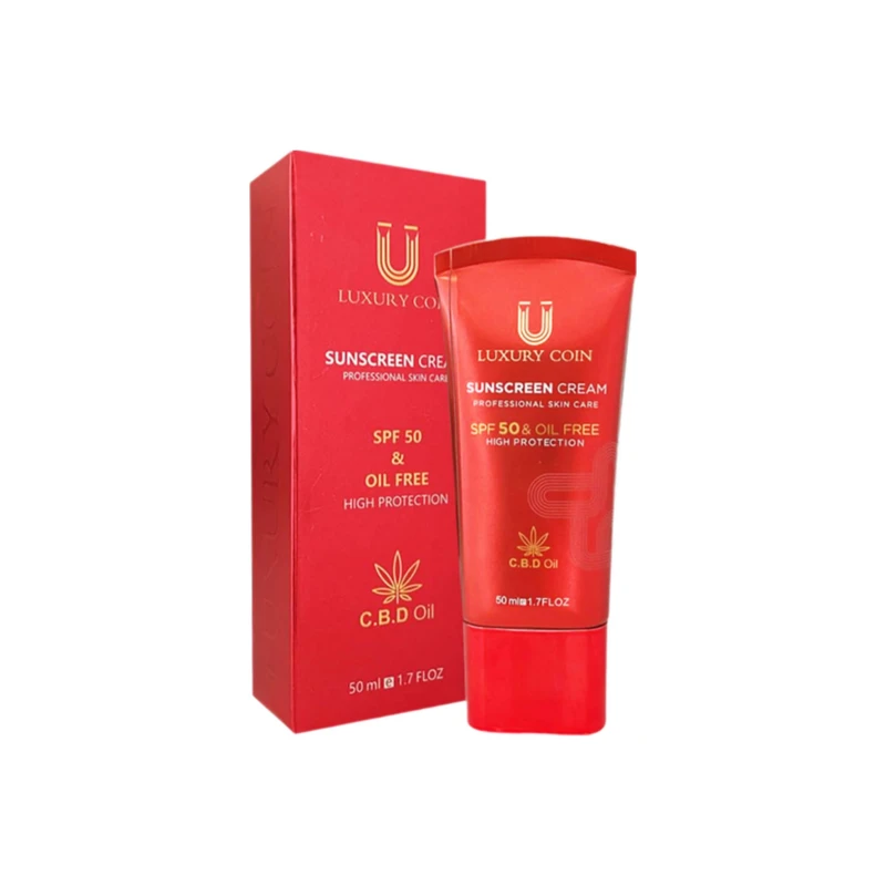 کرم ضد آفتاب بدون رنگ لاکچری کوین SPF50 محافظ UVA ،UVB، ضد پیری، ضد آب، مرطوب‌کننده، مناسب انواع پوست حجم 50 میلی‌لیتر