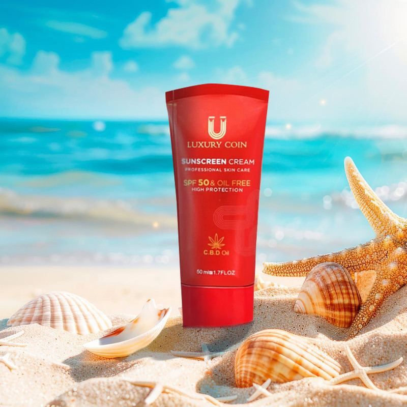 کرم ضد آفتاب بدون رنگ لاکچری کوین SPF50 محافظ UVA ،UVB، ضد پیری، ضد آب، مرطوبکننده، مناسب انواع پوست حجم 50 میلیلیتر