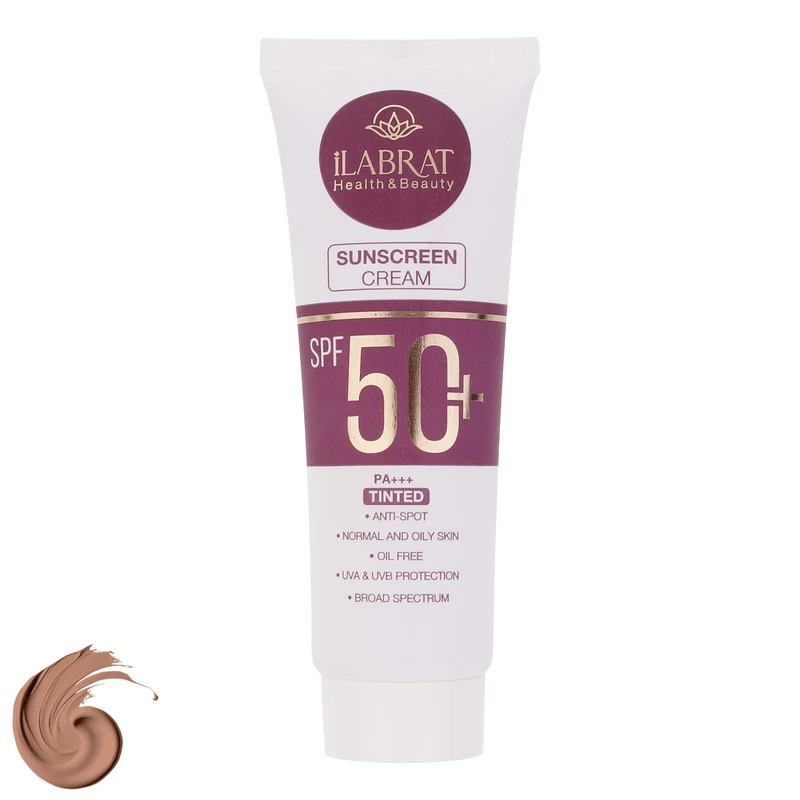 کرم ضد آفتاب رنگی ایلابرت SPF50 محافظ UVA ،UVB و +++PA، ضد لک، حجم 40 میلی‌لیتر