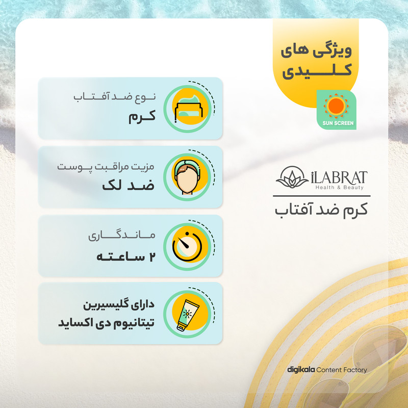 کرم ضد آفتاب رنگی ایلابرت SPF50 محافظ UVA ،UVB و +++PA، ضد لک، حجم 40 میلیلیتر
