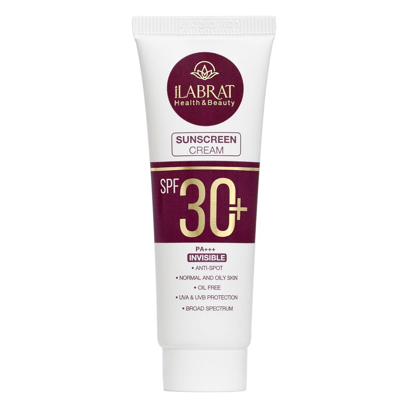 کرم ضدآفتاب بی رنگ ایلابرت +SPF30 ضد لک 30 پلاس مناسب پوست های معمولی و چرب حجم 40 میلی لیتر