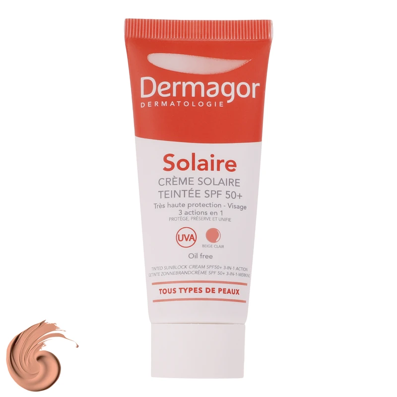 کرم ضد آفتاب رنگی درماگور SPF50 3 در 1 محافظ UVB ،UVA، مرطوب‌کننده مناسب پوست مختلط حجم 40 میلی‌لیتر