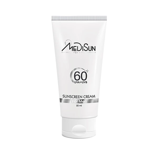 کرم ضد آفتاب بی رنگ آقایان مدیسان SPF 60 مناسب انواع پوست حجم 50 میلی لیتر