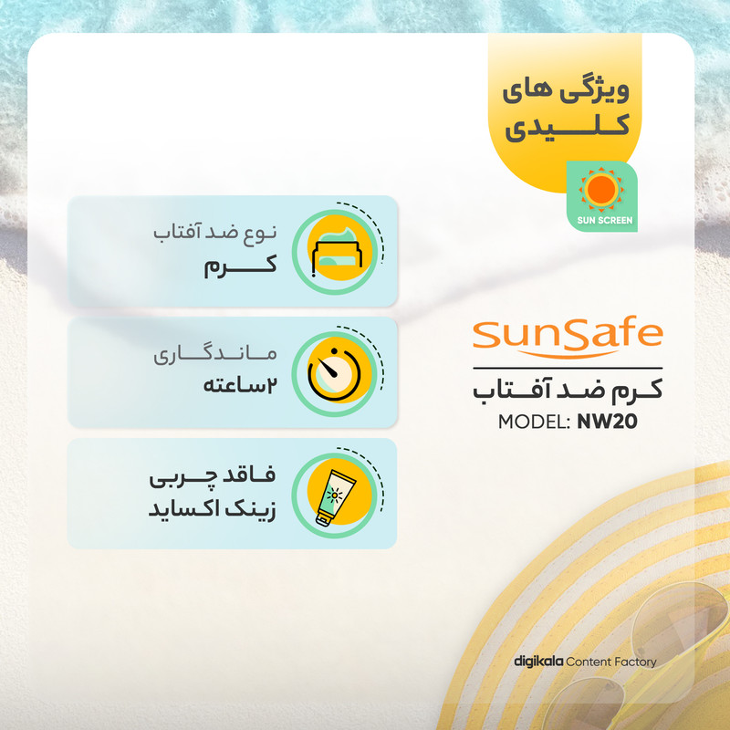 کرم ضد آفتاب رنگی سان سیف SFP50 NW20 محافظ UVA ،UVB، مناسب انواع پوست حجم 40 میلیلیتر