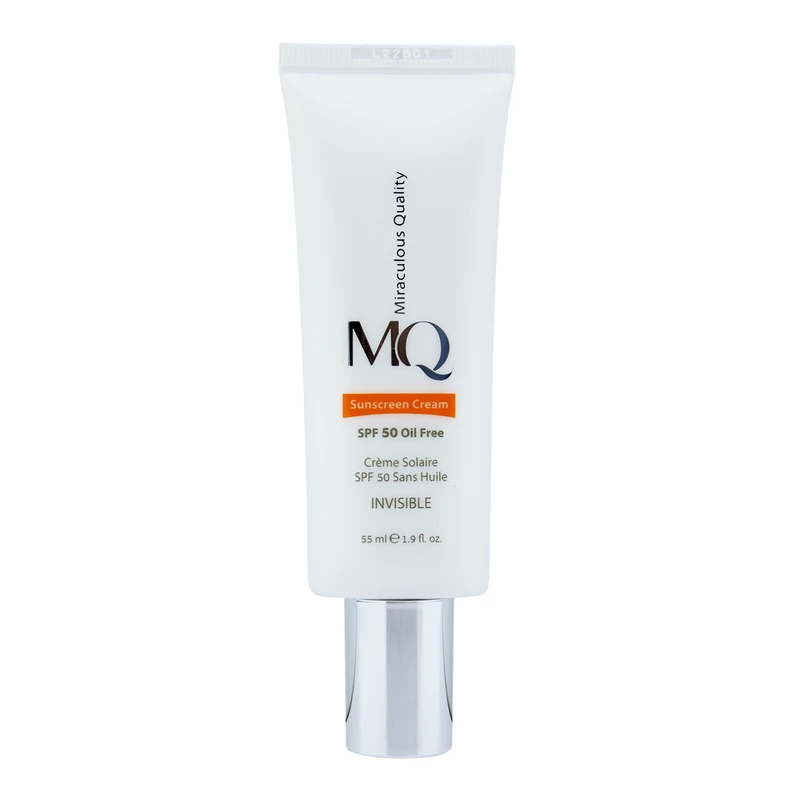 کرم ضد آفتاب بدون رنگ ام کیو SPF50 INVISIBLE محافظ UVA ،UVB، تنظیم ترشح چربی پوست، ضد آب، مرطوب‌کننده، مناسب پوست‌ چرب حجم 55 میلی‌لیتر