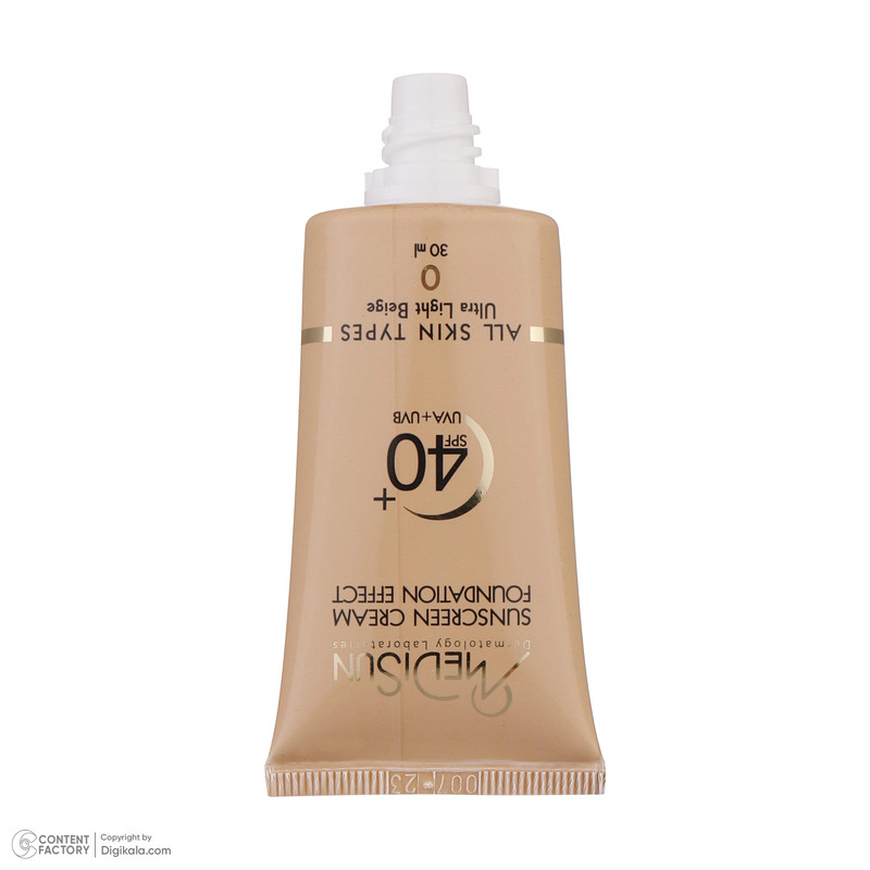 کرم ضد آفتاب رنگی مدیسان Ultra Light Beige SPF40 محافظ UVA ،UVB، مناسب انواع پوست حجم 30 میلیلیتر