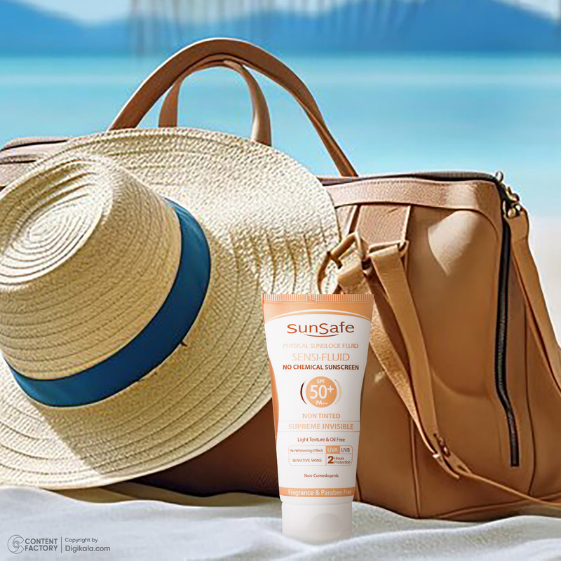 فلوئید ضد آفتاب بدون رنگ سان سیف SPF50 Sensi محافظ UVA ،UVB و +++PA، تنظیم ترشح چربی پوست، مناسب پوست حساس حجم 50 میلی‌لیتر