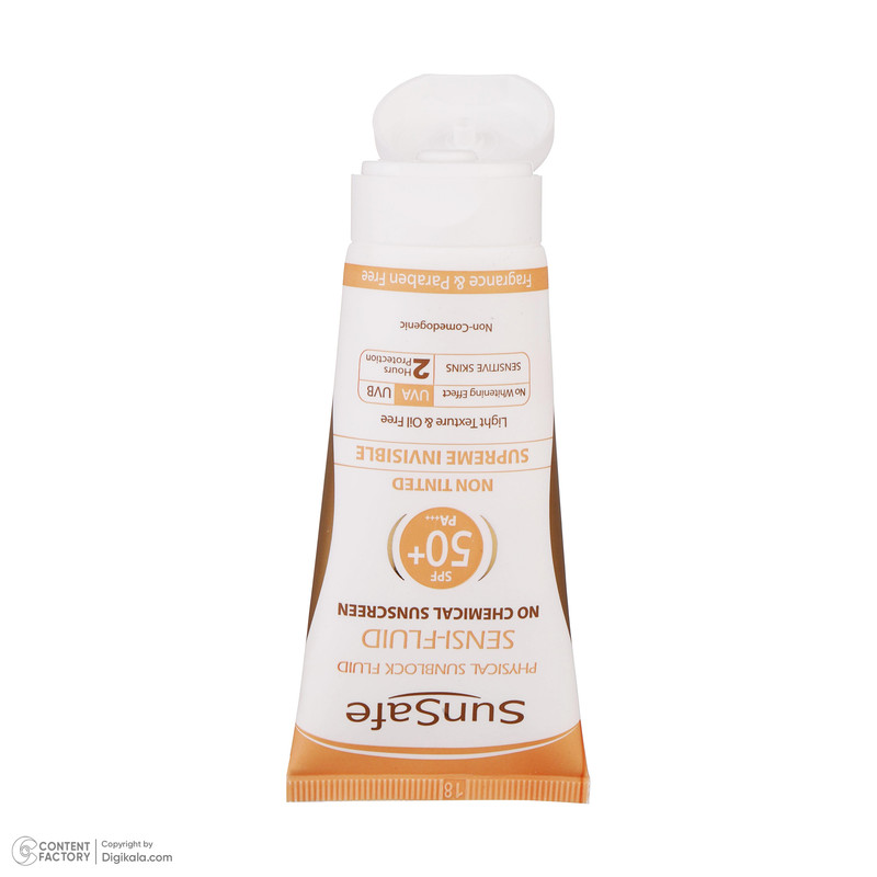 فلوئید ضد آفتاب بدون رنگ سان سیف SPF50 Sensi محافظ UVA ،UVB و +++PA، تنظیم ترشح چربی پوست، مناسب پوست حساس حجم 50 میلی‌لیتر