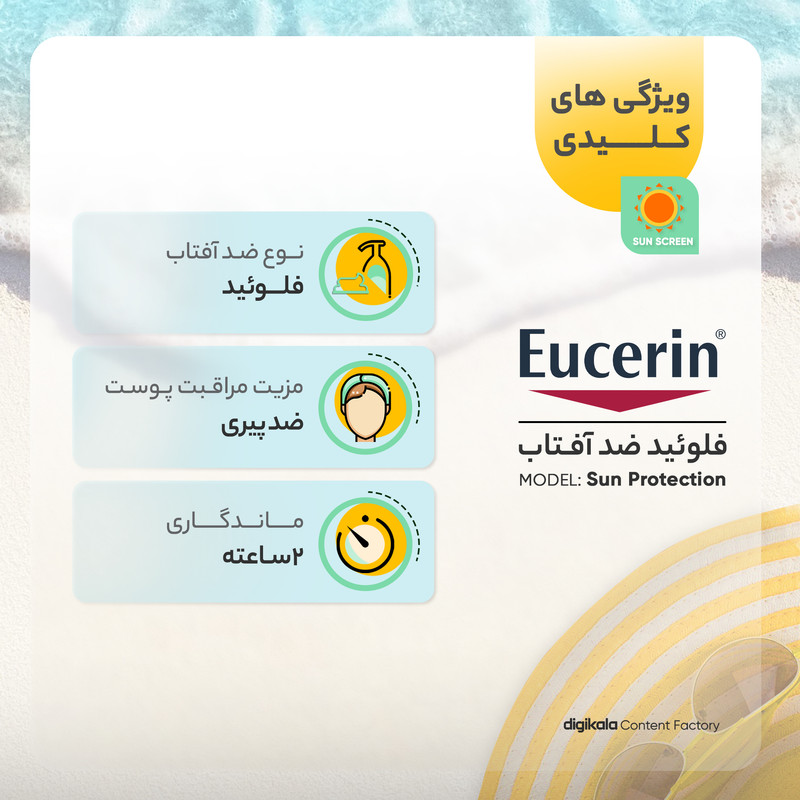 فلوئید ضد آفتاب بدون رنگ اوسرین SPF50 Sun Protection محافظ UVA ،UVB، ضد پیری، مناسب انواع پوست حجم 50 میلیلیتر