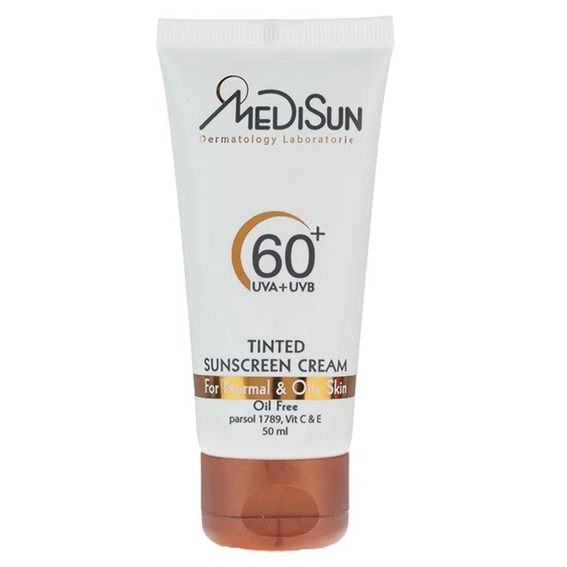 کرم ضد آفتاب رنگی مدیسان Tinted SPF 60 مناسب پوست های چرب و معمولی حجم 50 میلی لیتر
