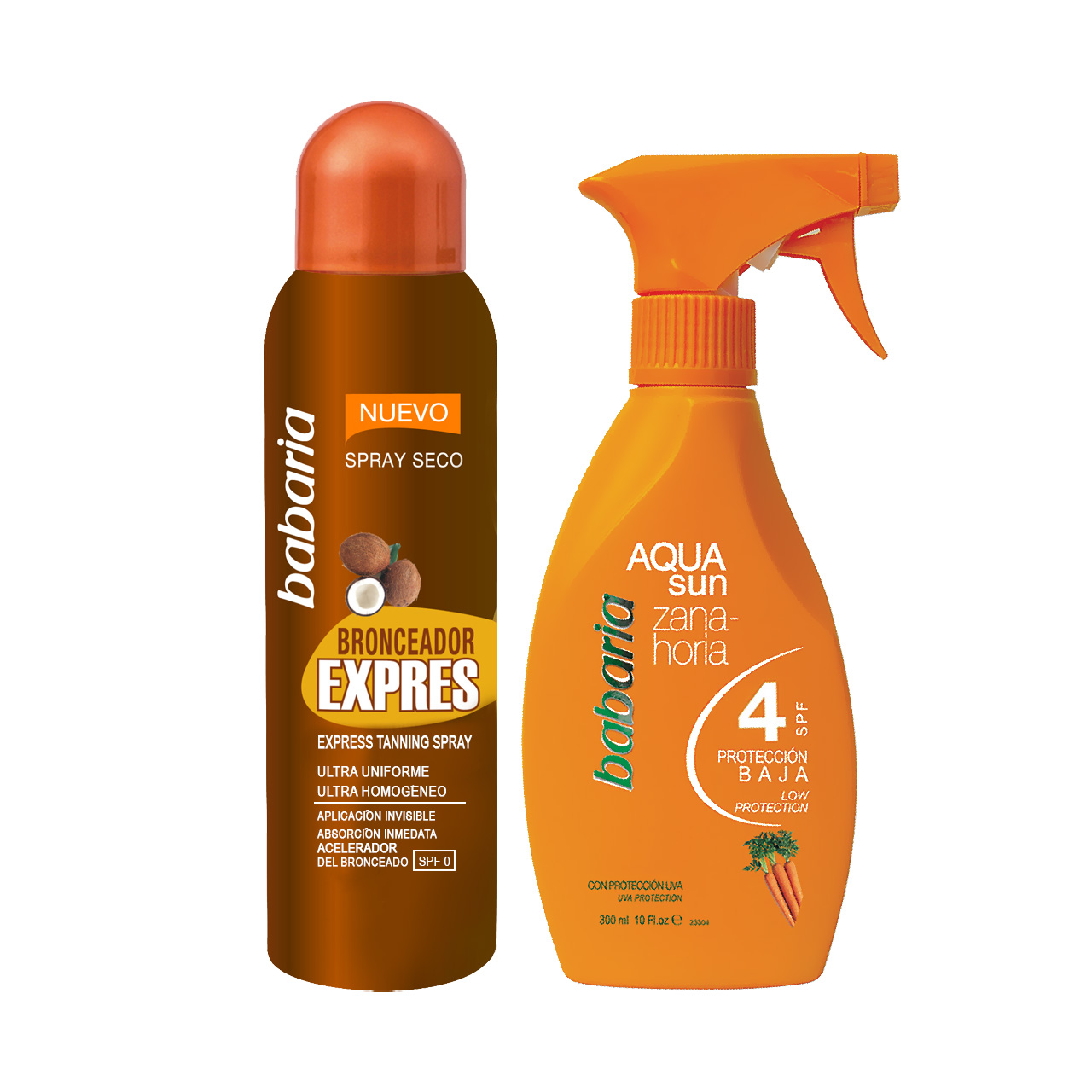 روغن برنز بابالریا EXPRES حجم 200 میلی لیتر به همراه اسپری تثبیت کننده برنز Carrot حجم 300 میلی لیتر