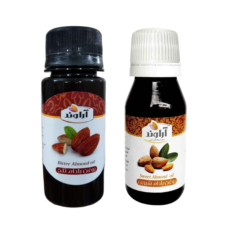 روغن صورت آراوند بادام تلخ و بادام شیرین حجم 60 میلی لیتر بسته دو عددی