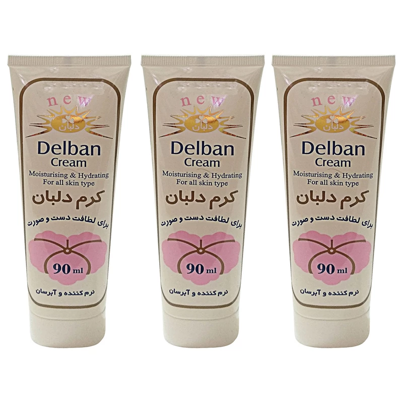 کرم مرطوب کننده دلبان کد T090 حجم 90 میلی لیتر مجموعه 3 عددی