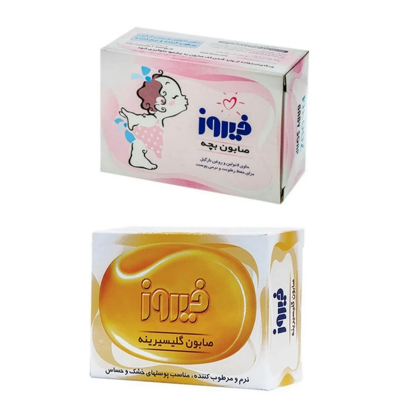 صابون شستشو فیروز نارگیل و گلیسیرینه وزن 100 گرم بسته 2 عددی