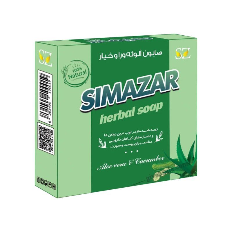 صابون شستشو سیمازر آلوئه ورا و خیار وزن 80 گرم