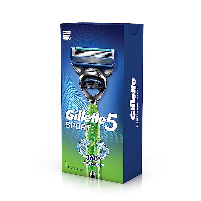 خود تراش ژیلت مدل Sport 5 Aqua-Grip به همراه تیغ یدک
