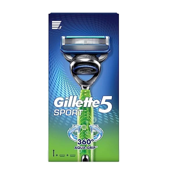 خود تراش ژیلت مدل Sport 5 Aqua-Grip به همراه تیغ یدک