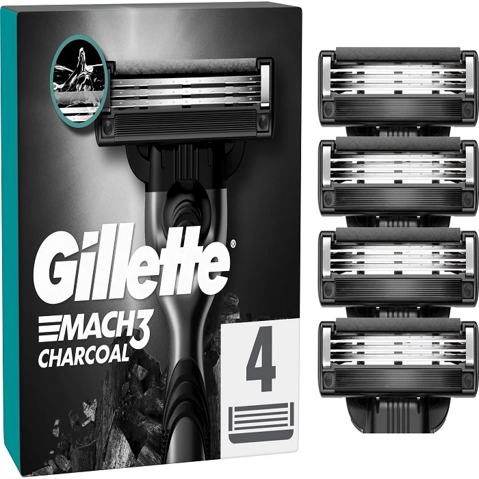 تیغ یدک ژیلت مدل MACH3 CHARCOAL بسته 4 عددی