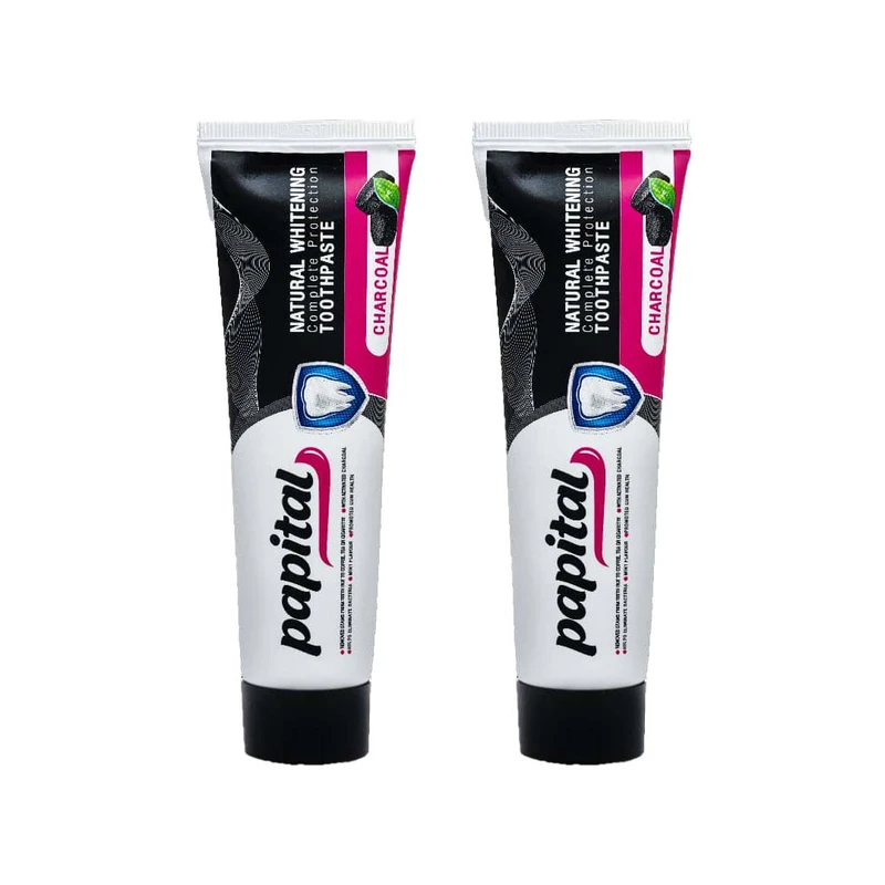 خمیر دندان پاپیتال مدل charcoal حجم 100 میلی لیتر مجموعه 2 عددی