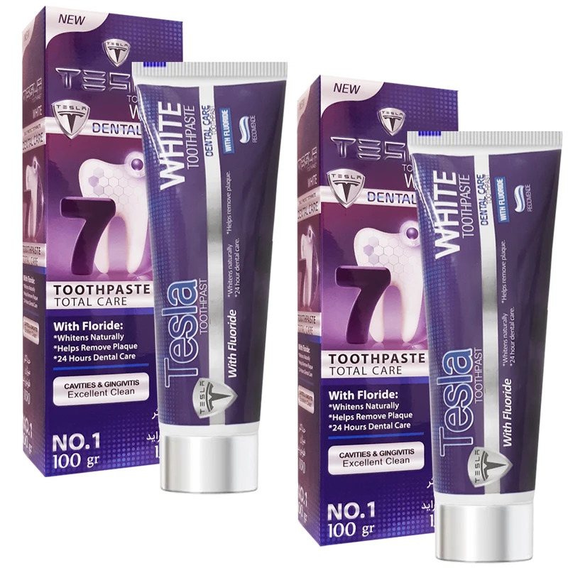 خمیر دندان تسلا مدل 7Total Care وزن 100 گرم مجموعه 2 عددی