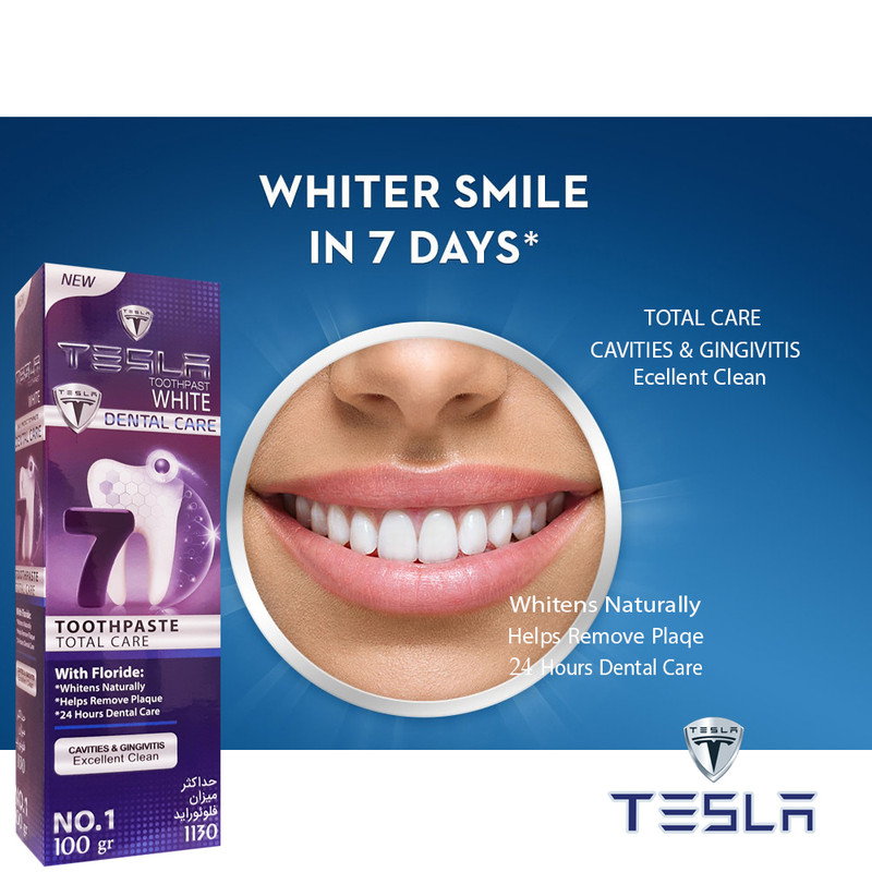 خمیر دندان تسلا مدل 7Total Care وزن 100 گرم مجموعه 2 عددی