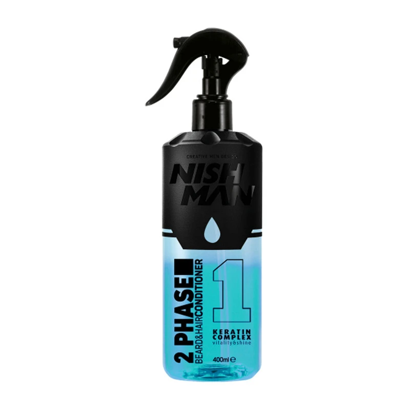 اسپری دو فاز مو و ریش نیشمن KERATIN حجم 400 میلی لیتر