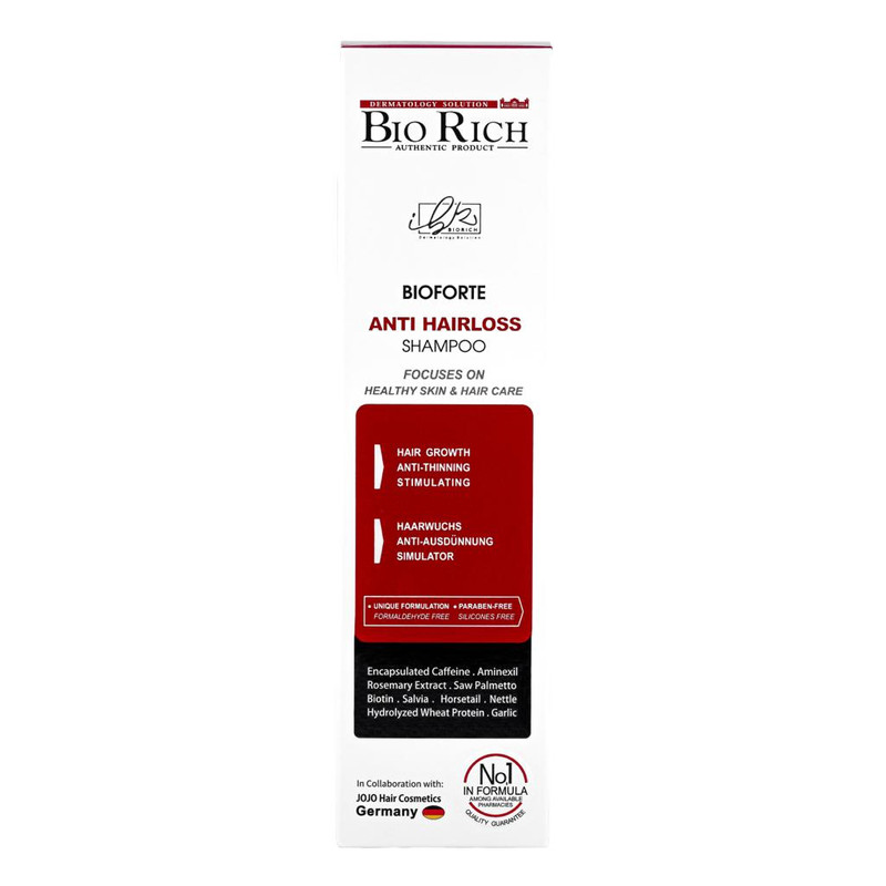 شامپو ضد ریزش و تقویت کننده مو بایوریچ BIOFORTE حجم 250 میلی لیتر