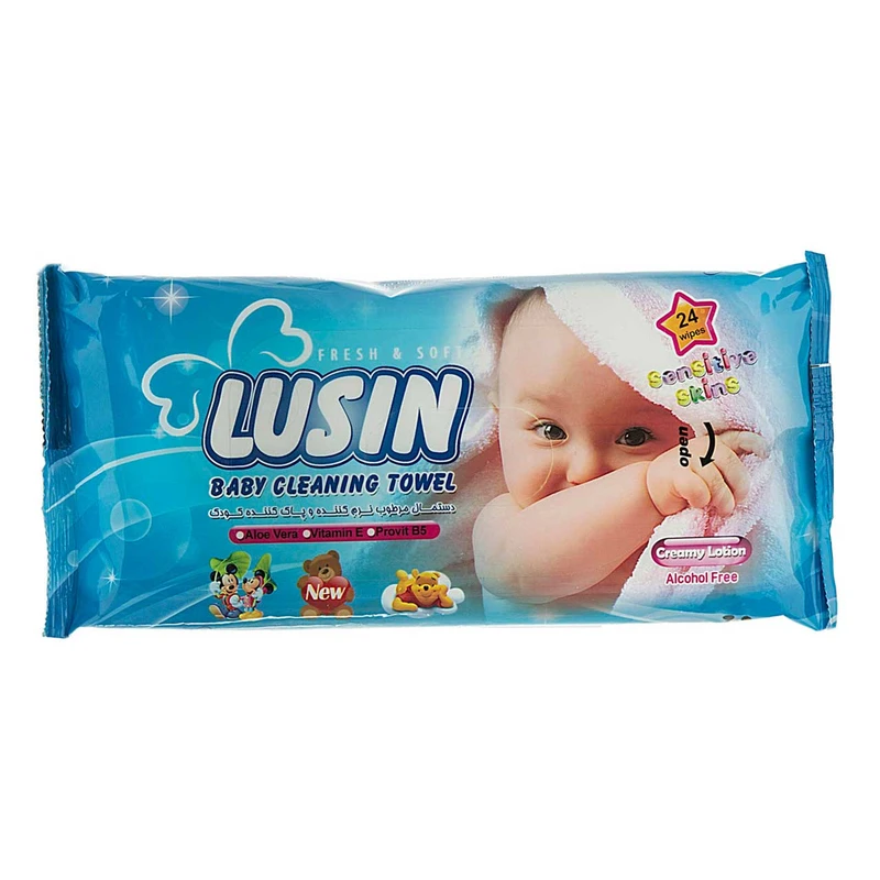 دستمال مرطوب کودک لوسین Sensitive بسته 24 عددی