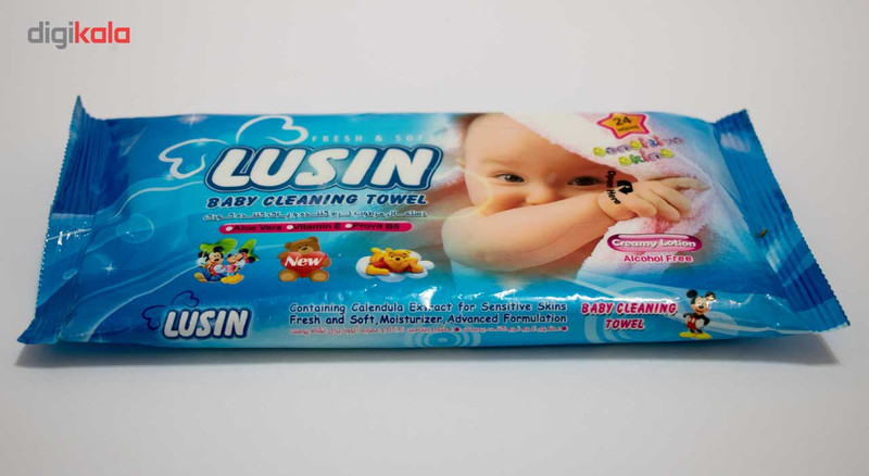 دستمال مرطوب کودک لوسین Sensitive بسته 24 عددی