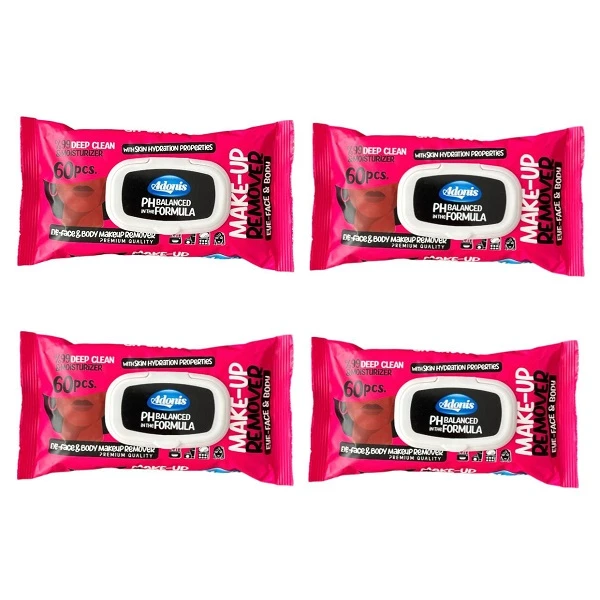 دستمال مرطوب آدونیس 03 چهار بسته 60 عددی