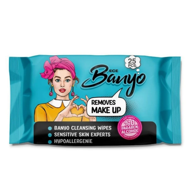 دستمال مرطوب پاک کننده آرایش بانیو ece بسته 25 عددی