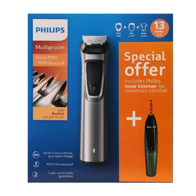 ماشین اصلاح موی سر و صورت فیلیپس مدل MG7715 به همراه موزن بینی مدل NT1150