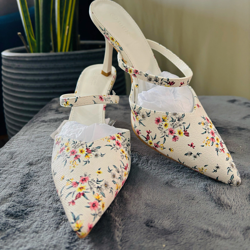 کفش زنانه مکس مدل Floral Print Slip-On Mules with Stiletto Heels