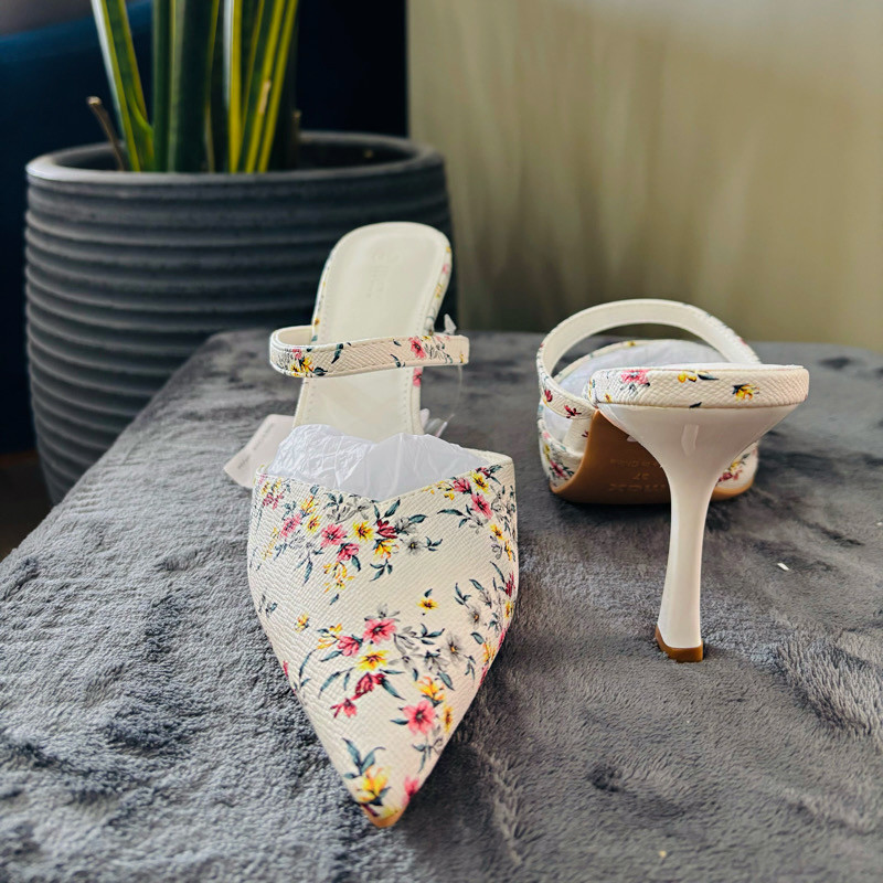 کفش زنانه مکس مدل Floral Print Slip-On Mules with Stiletto Heels