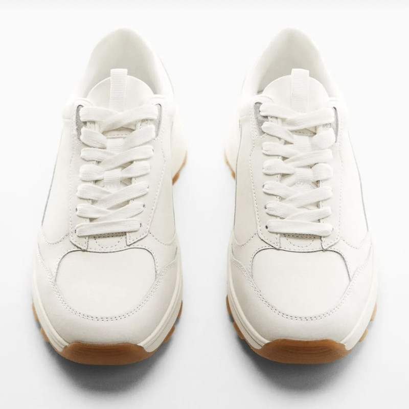 کفش روزمره زنانه مانگو مدل Lace-up leather sneakers 2024