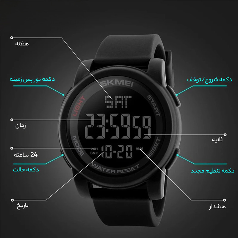 ساعت مچی دیجیتال مردانه اسکمی مدل 1257BK