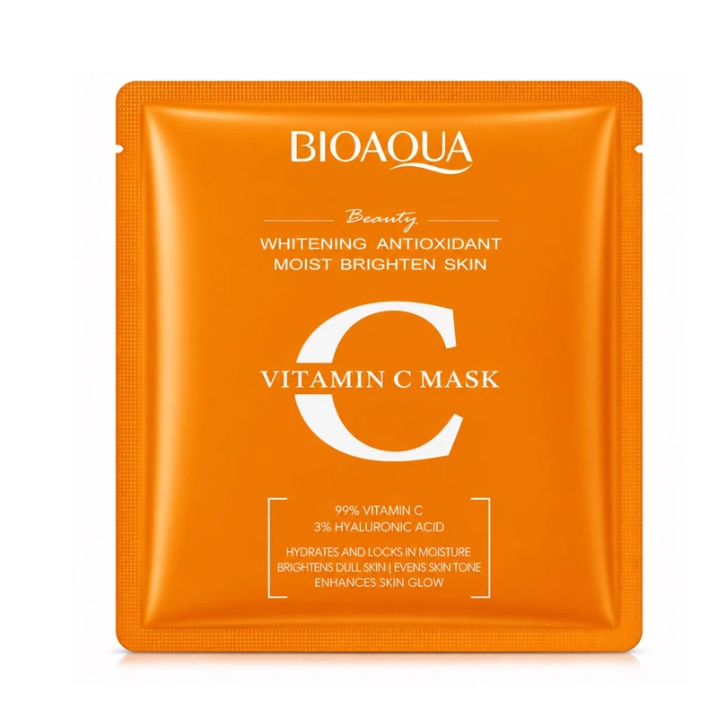 ماسک صورت بایو آکوا مدل Vitamin C مناسب برای انواع پوست حجم 25 میلی لیتر