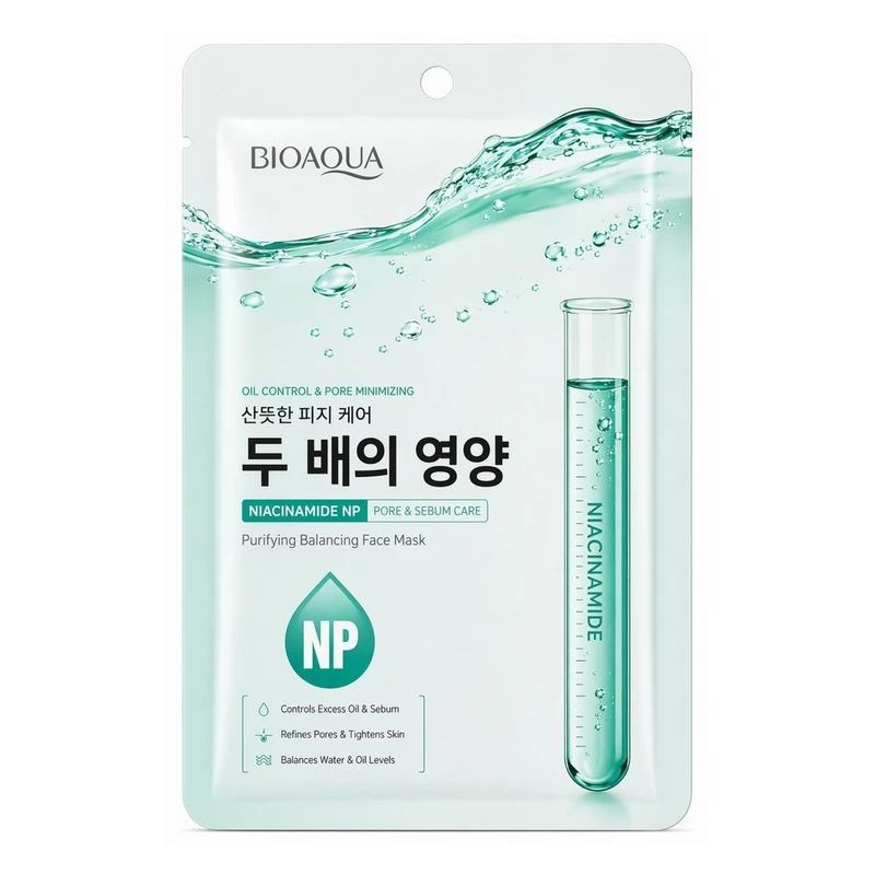 ماسک صورت بایو آکوا مدل Niacinamide مناسب برای پوست چرب حجم 25 میلی لیتر