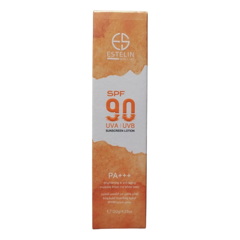لوسیون ضد آفتاب بدون رنگ استیلن SPF 90 مدل Anti - Aging حاوی محافظ UVA ،UVB، مناسب برای انواع پوست حجم 120 میلیلیتر