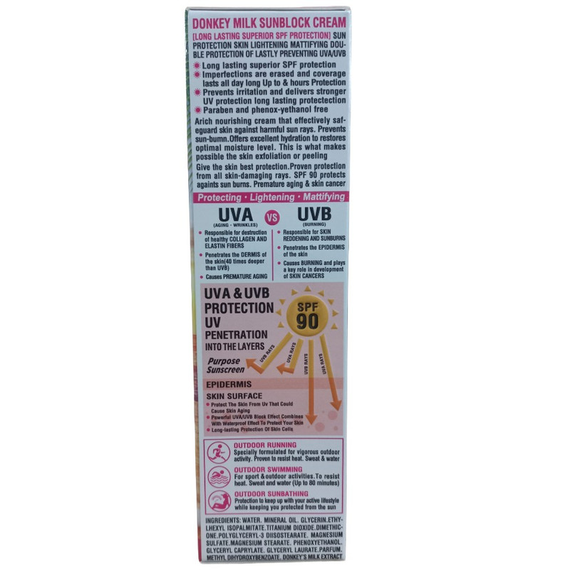 کرم ضد آفتاب بی‌رنگ صورت و بدن وکالی SPF 90 مدل شیر الاغ ‌مناسب برای انواع پوست حجم 130 میلی‌لیتر